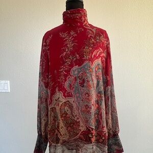Ralph Lauren Red Sheer Paisley Russian Blouse - NWOT
